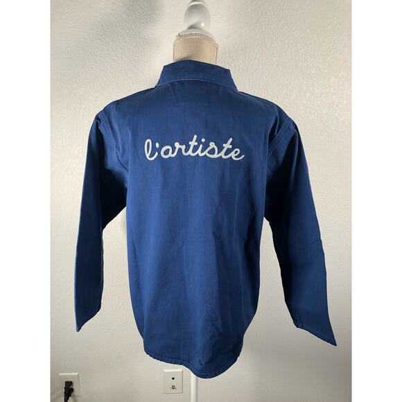 Sandrine Rose Not Yours Cut Away Collar Shirt in Indigo Blue - M - Picture 5 of 7